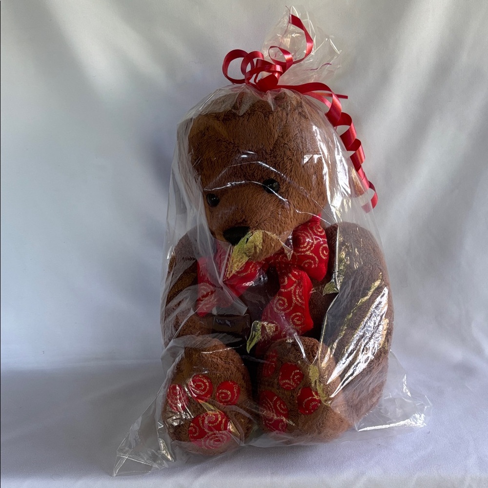 VINTAGE HUG & LUV  2002 Brown Teddy Bear with Red Accents - Picture 4 of 14